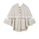 Cloak Design Buttons Solid Hoodie With Hooded for Women thumbnail-1