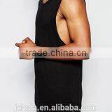 Men Summer 100% Cotton Jersey Longline Sleeveless Plain Black T-shirt Tank Tops OEM Custom thumbnail-3