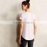 Customized Made Cheap V-neck Short Sleeve Cotton Blank Pocket T-shirt in Different Color thumbnail-2