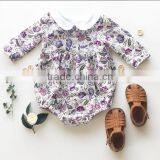 New Baby Long Sleeve Wear Frocks Designs Toddler Floral Vintage Jumpsuit With Peter Pan Romper Girls Clothing thumbnail-1