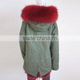Myfur Newest Factory Price Cotton Army Green Fur Parka Jacket With Real Fox Fur Lining thumbnail-5