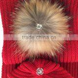 Myfur Popular Warm Crochet Scarf Real Raccoon Fur Pom Pom Crochet Scarf thumbnail-3