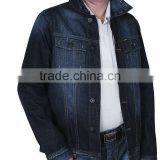 T1031 OEM Denim Top Coat pu Coated Sleeves Men Jacket thumbnail-1
