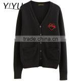High Quality Winter Knit Cardigan Sweater Fashion Black Thick School Uniform thumbnail-1