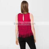 Red Sleeveless Blouses With Tassels 2018 Womens Fringed Tops thumbnail-4