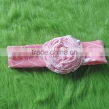 2016 Wholesale Craft Kids Girl Lace Flower Headband Baby Girl Top Knot Turban Hedband Children Pink Stripe Hairband thumbnail-5