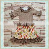 Baby Girl Clothes Brown Ruffle Tree Print Fall Fancy Wedding Dress for Children thumbnail-1