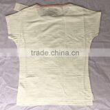 Ladies White Side Slit Dip Hem Striped Cotton T-Shirt thumbnail-2