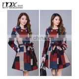 China Wholesale women coats winter 2015 Long Slim Mix Color Plaid women's coat