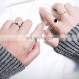 4PCS/Set Fashion Jewelry Black Bead Ripple Hollow Silver Rings For Women Knuckle Joint Ring Set