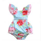 OEM Service Lace-Up Girl Floral Baby Clothes Romper