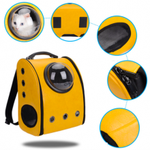 Cat Outdoor Double Back Folding Breathable Capsule Dog Bag Solid Color PU Pet Carrier Backpack thumbnail-5