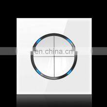 Random Click On / Off Wall Light Switch With LED Indicator Pass Through Switch Switched Glass Panel,4 Gang 2 Way