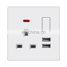 Type 86 UK Standard 3 Pin Wall Socket With Switch 13A PC Panel With Double USB Socket And Switches Electrical With LED Light