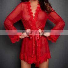 Wholesale Hot Selling Lace Plus Size Women's Sleepwear Set Romantic Sexy Transparent Ladies Underwear Lingerie Women Pajama Sets thumbnail-3