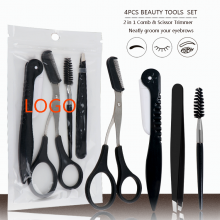 4pcs Professional Eyebrow and Eyelash Tools With Eyebrow Scissors Tweezers for Women Makeup thumbnail-2