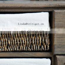 Antique Wood Carved Cane Cabinet Furniture Chest of Wicker Plastic Weave Drawers thumbnail-3