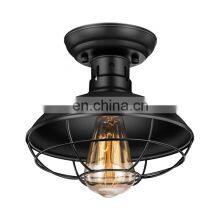 2021 Vintage Metal Cage Pendant Lighting Semi Flush Mounted Iron Ceiling Light Lamp Hanging Chandelier thumbnail-1