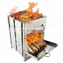 Outdoor Wood Stove Portable Camping Hiking Steel Wood Burning Stove thumbnail-2