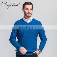 High-End Merino Wool V-Neck Pullover Sweaters for Men Wholesale Cable Knit Winter Style thumbnail-3