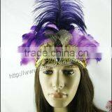 Hot Sale Purple Dance Headwear Carnival Headpiece Tiaras Indian Feather Headdress thumbnail-1