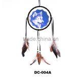 Wholesale Feathers Wall Hanging Decoration Indian Dream Catcher With Wolf Pattern thumbnail-4