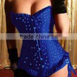Blue Embroidered Zipper Corset Big Size Women Clothes