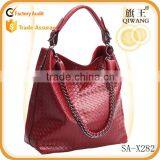 2015 New Red Leather Shoulder Bag Woven Bucket Bag Retro Bag Leather Quality Choice