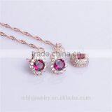 Factory Wholesale Silver Gemstone Jewellery Set 18K Gold Plating 925 Silver Natural Pink Topaz Earrings Pendant Necklace Set thumbnail-4