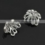 Irregular flower shaped silver plated wholesale bead cap earrings