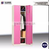 Pink 3 Door Gym Wardrobe Steel Almirah thumbnail-2