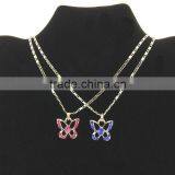 Silver Crystal Pave Butterfly Charms Necklace For Girls Wholesale thumbnail-2