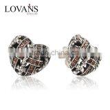 Latest Artificial Sterling Knot Earrings With Red Zircon For Sale thumbnail-1