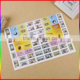 custom money design paper stickers for children