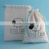 Promotion Custom Logo Jewelry Small White Drawstring Cotton Pouch thumbnail-2