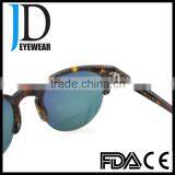 Newest Design Plastic Acetate Custom Made Half Frame Sunglasses With Gold Mirror Lenses thumbnail-5