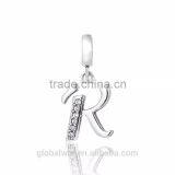 S067R Globalwin 925 Sterling Silver Alphabet Letter R Paved With Crystals European Charms thumbnail-2