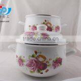The Best Quality 3 Pcs Enamel Casserole With Metal Cover Beautiful Decal thumbnail-6