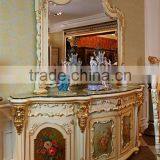 Luxury French Rococo Style White Four Door Glass Display Cabinet/ Gorgeous Home Decorative Cupboard Showcase/ Classic Sideboard thumbnail-3