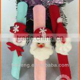 Plush Christmas Slap Bracelet Bangle Santa Claus Snowman Deer Elk Bear Xmas Pat Circle Hand Ring Pops Watch Ribbon thumbnail-1