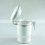 Tea Sugar and Coffee Canister, White Kitchen Canister Storage With Matel Lid thumbnail-2