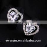 Wholesale Stock Small Order Fashion Women Heart-shaped Zircon Earrings thumbnail-3
