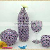 Elegant Beautiful Purple Home Decoration Handmade Mosaic Florist Glass Vase thumbnail-2