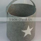 Decorative Grey Felt Toys Storage Bin With Handle thumbnail-1