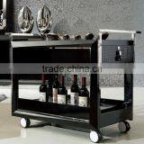 Black Wooden Leather Dining Trolley for Home Hotel thumbnail-1