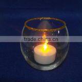 Craft Tealight Sand Blast Golden Edge Glass Cup Candle Holder thumbnail-4