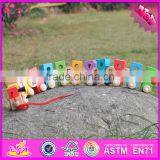 2016 New Design Educational Number and Blocks Wooden Pull Toy Car W05C079 thumbnail-1