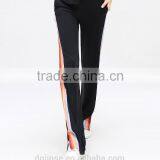 The new spring autumn ladies fashion design pants rainbow stripe splicing side zippers sports leisure women trousers