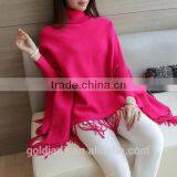 2016 Korea Knitwear Sweater New Design Poncho Cloak Sweater With Tassels thumbnail-5