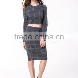 2017 New Arrival Grey Plaid Crop and High Waist Skirt Co-ord Set thumbnail-6